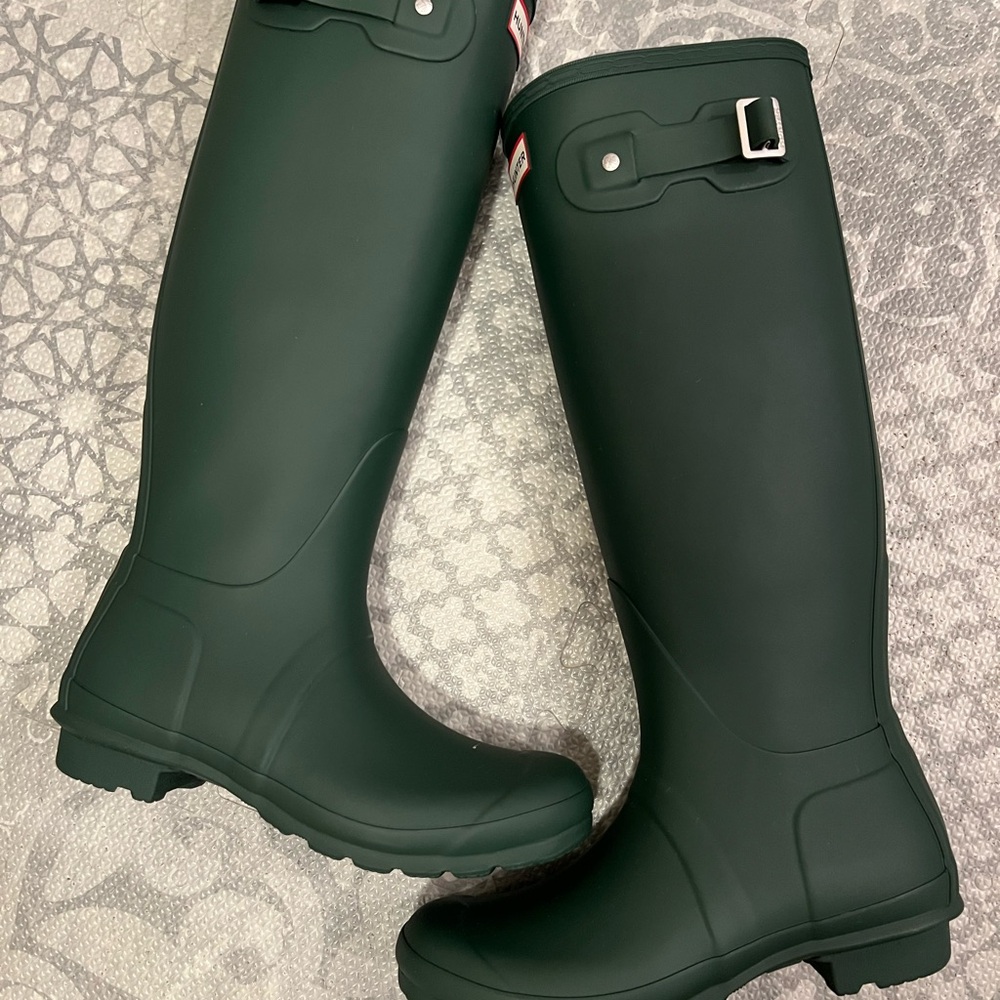 Hunter Dark Green Knee-High Boots